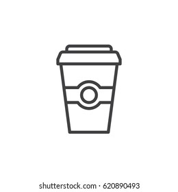 Coffee paper cup line icon, outline vector sign, linear style pictogram isolated on white. Symbol, logo illustration. Editable stroke. Pixel perfect