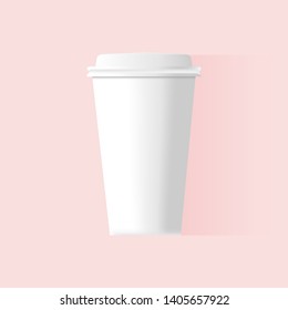 Coffee paper cup mockup isolate on pink background.