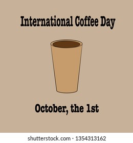 Coffee in paper cup on the light brown background