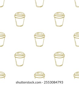 coffee paper cup pattern background. vintage take away paper coffee cup pattern background. Take away coffee cup pattern background. paper coffee cups background.