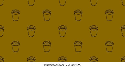 coffee paper cup pattern background. vintage take away paper coffee cup pattern background. Take away coffee cup pattern background. paper coffee cups background.