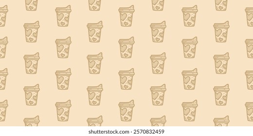 coffee paper cup pattern background. vintage take away paper coffee cup pattern background.Take away coffee cup pattern background. paper coffee cups pattern.