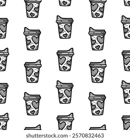 coffee paper cup pattern background. vintage take away paper coffee cup pattern background.Take away coffee cup pattern background. paper coffee cups pattern.