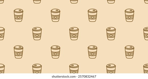 coffee paper cup pattern background. vintage take away paper coffee cup pattern background.Take away coffee cup pattern background. paper coffee cups pattern.