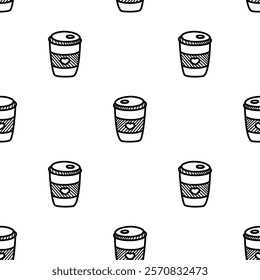 coffee paper cup pattern background. vintage take away paper coffee cup pattern background.Take away coffee cup pattern background. paper coffee cups pattern.