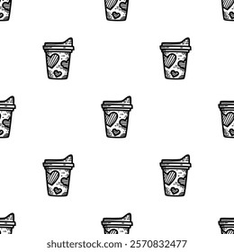 coffee paper cup pattern background. vintage take away paper coffee cup pattern background.Take away coffee cup pattern background. paper coffee cups pattern.