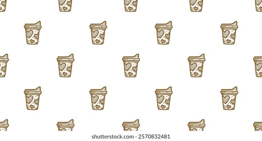 coffee paper cup pattern background. vintage take away paper coffee cup pattern background.Take away coffee cup pattern background. paper coffee cups pattern.