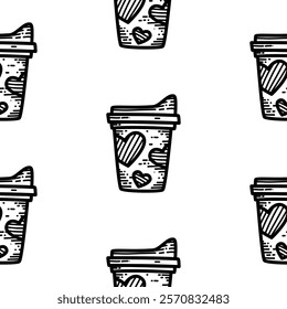 coffee paper cup pattern background. vintage take away paper coffee cup pattern background.Take away coffee cup pattern background. paper coffee cups pattern.