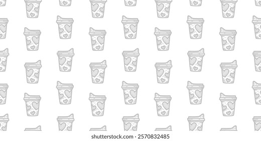 coffee paper cup pattern background. vintage take away paper coffee cup pattern background.Take away coffee cup pattern background. paper coffee cups pattern.