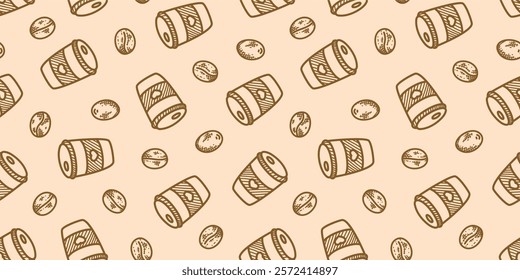 coffee paper cup pattern background. cafe pattern background. Take away coffee cup pattern background. paper coffee cups background.