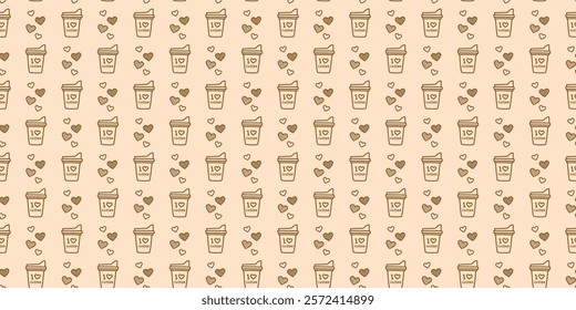 coffee paper cup pattern background. cafe pattern background. Take away coffee cup pattern background. paper coffee cups background.