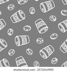 coffee paper cup pattern background. cafe pattern background. Take away coffee cup pattern background. paper coffee cups background.