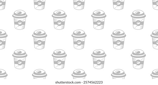 coffee paper cup pattern background. vintage take away paper coffee cup pattern background. cafe pattern background. Take away coffee cup pattern background.