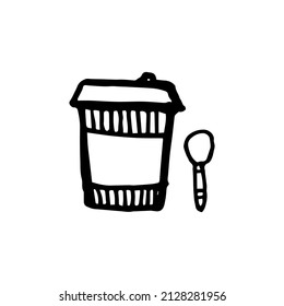 Coffee paper cup vector illustration with spoon