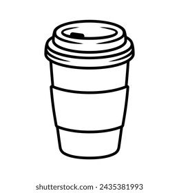 Ilustración vectorial de taza de papel de café en estilo vintage monocromo aislado sobre fondo blanco