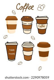 coffee  paper cup vector  illustration,icons .brown color