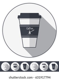 Coffee Paper Cups Set. Coffee To Go Flat Icons