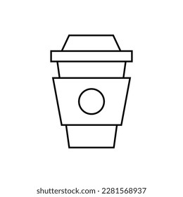 Coffee in Paper Disposable Cup Monochrome Isolated Sign. Perfect for using in banners, fliers, business cards, stores, shops