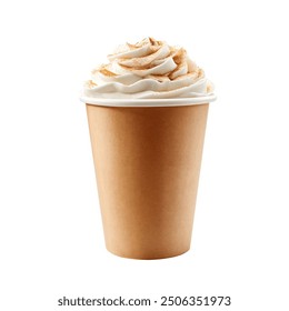 coffee paper eco cup whipped cream cinnamon vector 