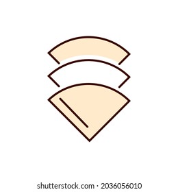 Coffee paper filter flat icon. Barista drop tool. Color filled symbol. Isolated vector stock illustration