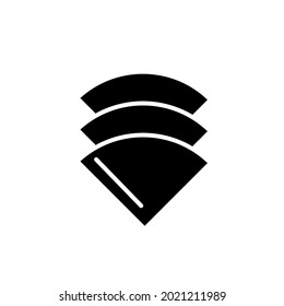 Coffee paper filter glyph icon. Barista drop tool. Black silhouette symbol. Isolated vector stock illustration