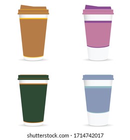 coffee paper glass colored set art illustration