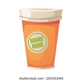 Coffee paper mock template blank cup drink isolated concept. Vector cartoon graphic design element illustration