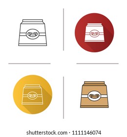 Coffee paper package icon. Flat design, linear and color styles. Isolated vector illustrations