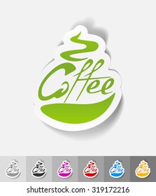 coffee paper sticker with shadow. Vector illustration