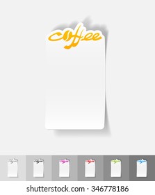 COFFEE paper sticker with shadow. Vector illustration