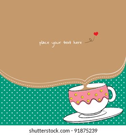 coffee party invitation card with polka background