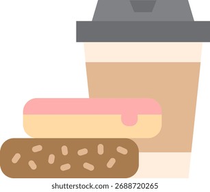 Coffee and Pastries Flat Vector Illustration