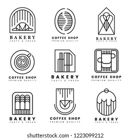 Coffee and pastry shop logo vector set