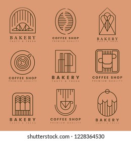 Coffee and pastry shop logo vector set