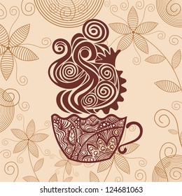 Coffee pattern background brown vector illustration