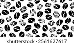 Coffee pattern. Bean background. Vector texture, cafe grain seamless crayon illustration. Hand drawn abstract icon design. Coffee shop coal print. Black vintage cafe pattern graphic. Charcoal bean bg