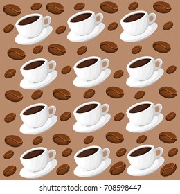 Coffee pattern, coffee beans pattern, seamless pattern with coffee beans for coffee shop Web site page and mobile app design Vector illustration