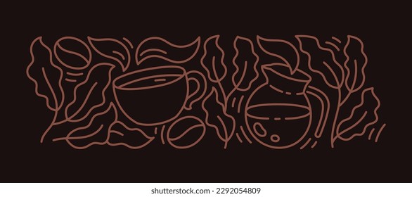 Coffee pattern. Coffea design element. Editable outline stroke. Vector line.