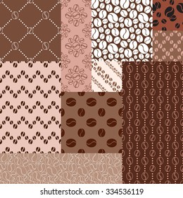 Coffee pattern collection. Set of ten vector food illustration.