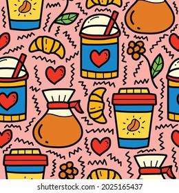 coffee pattern designs illustration, for clothing, wallpapers, backgrounds, posters, books, banners and more