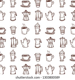 Coffee pattern icons set