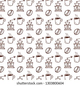 Coffee pattern icons set