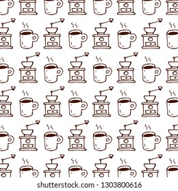 Coffee pattern icons set