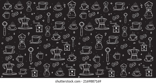 Coffee pattern icons set, a collection of coffee sketches