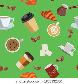 Coffee pattern. Coffee lovers. Demonic pattern for decor, for background