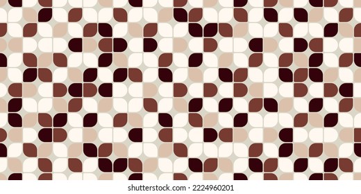 Coffee pattern of rounded geometric shapes. Seamless coffee tile of the same shapes. Seamless tile pattern for interior design and print.