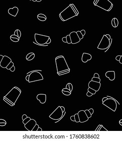 coffee pattern seamless. coffee  cup beans texture, wallpaper.  poster cafe background vector 