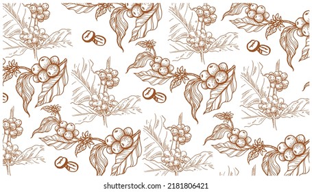 the coffee pattern of sketch hand drawn for fabric and art print. coffee hand-drawn