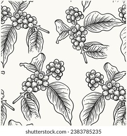 coffee pattern of sketch ink drawing for fabric, wall paper, cover, label packaging, gift. pattern of coffee for poster handraw minimalist modern.