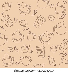 COFFEE PATTERN vector line art design, suitable use as background or element design for food and beverage